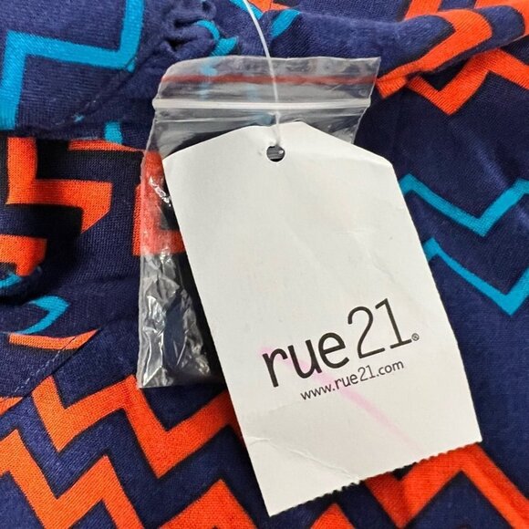 Rue21 Womens Romper Playsuit Blue Red Chevron Pleated Backless Short S New - Picture 10 of 11
